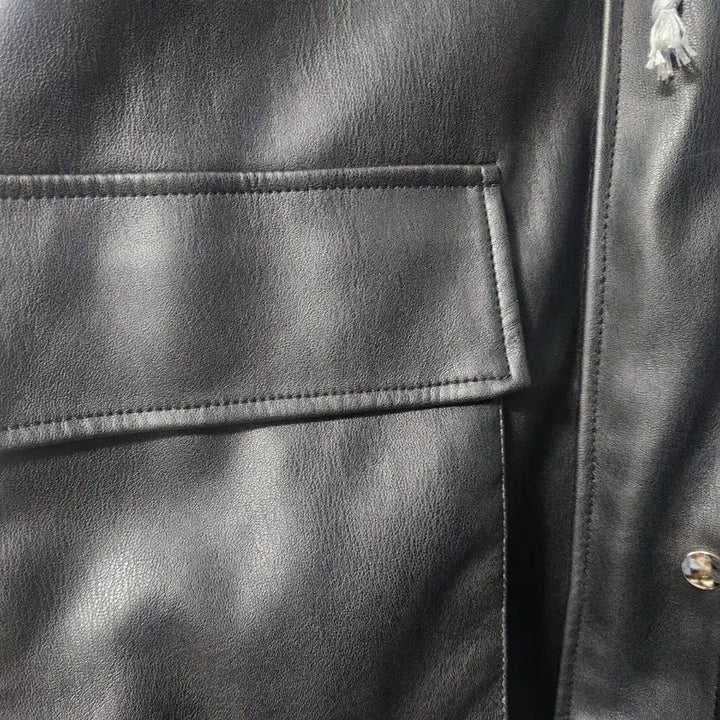[BUNJANG] Black Hooded Leather Jacket for Women / 후드 레더 자켓 블랙 여성용