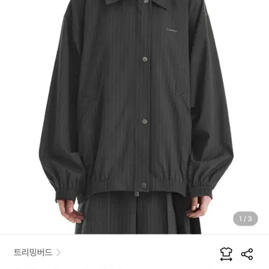 [BUNJANG] Trimmingbird Stripe Oversized Blouson Charcoal / 트리밍버드 Stripe Oversized Blouson 차콜