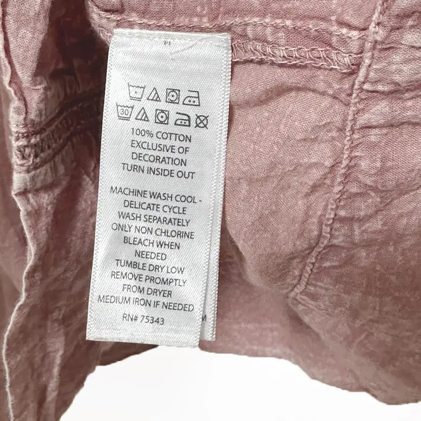 [SOLD OUT] 일본빈티지 자수에스닉 워싱면오버반팔티 인디핑크모리걸하구미룩갸루y2k히피