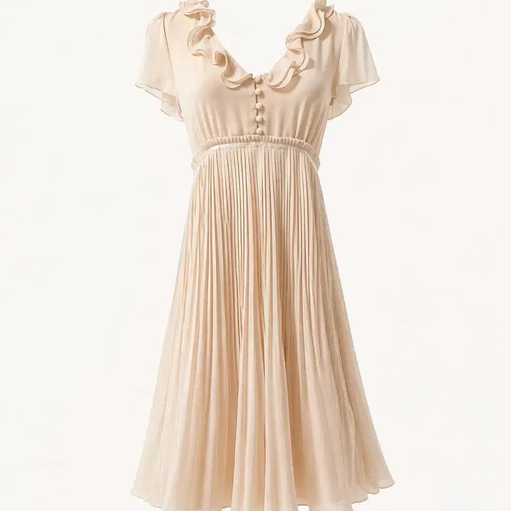 [BUNJANG] Ray Beams Vintage Romantic Ruffle Pleated Dress / Ray Beams 레이빔즈 빈티지 로맨틱 러플 플리츠 원피스 양산형