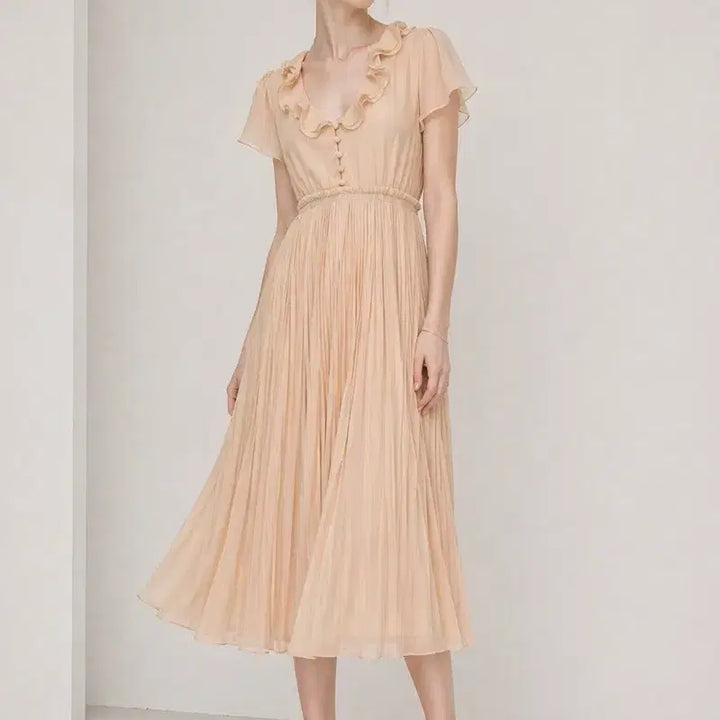 [BUNJANG] Ray Beams Vintage Romantic Ruffle Pleated Dress / Ray Beams 레이빔즈 빈티지 로맨틱 러플 플리츠 원피스 양산형
