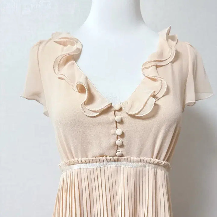 [BUNJANG] Ray Beams Vintage Romantic Ruffle Pleated Dress / Ray Beams 레이빔즈 빈티지 로맨틱 러플 플리츠 원피스 양산형