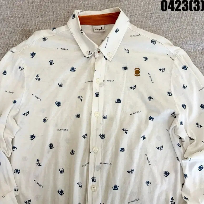 [BUNJANG] Wide Angle Patterned Shirt White / 95 와이드앵글 패턴 셔츠 화이트 0423(3)