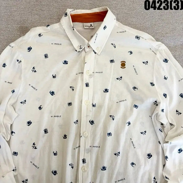 [BUNJANG] Wide Angle Patterned Shirt White / 95 와이드앵글 패턴 셔츠 화이트 0423(3)