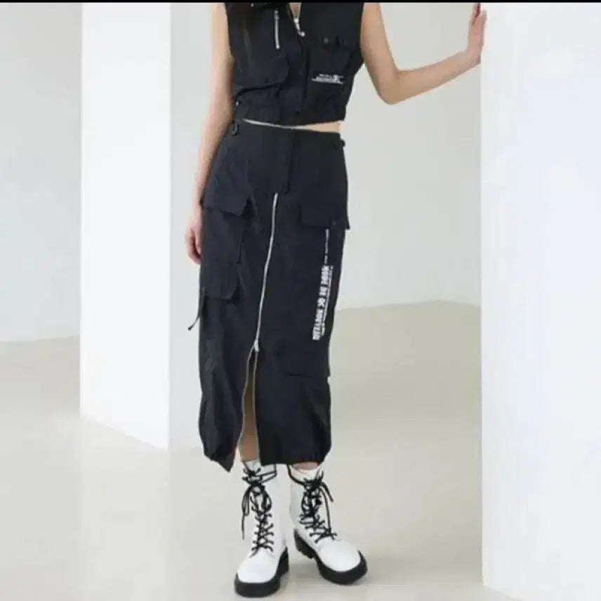 [SOLD OUT] 에고이스트 돗도 배색 빅포켓 롱 스커트