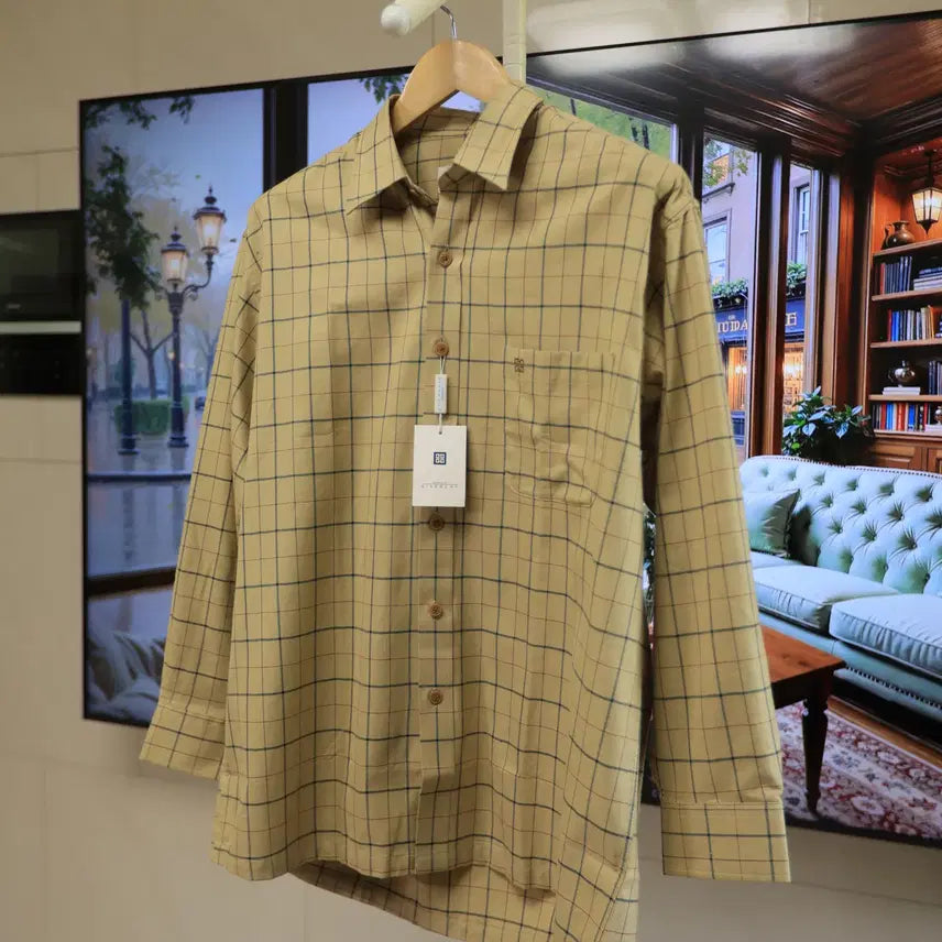[BUNJANG] Givenchy Monsieur Line Herringbone Check Embroidered Logo Button-Down Shirt / 지방시 GIVENCHY Monsieur 라인 셔츠/ 미사용