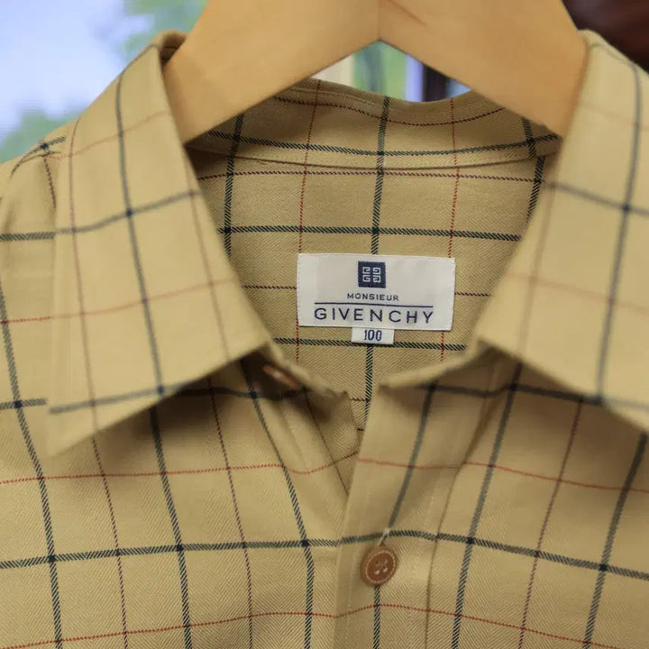 [BUNJANG] Givenchy Monsieur Line Herringbone Check Embroidered Logo Button-Down Shirt / 지방시 GIVENCHY Monsieur 라인 셔츠/ 미사용