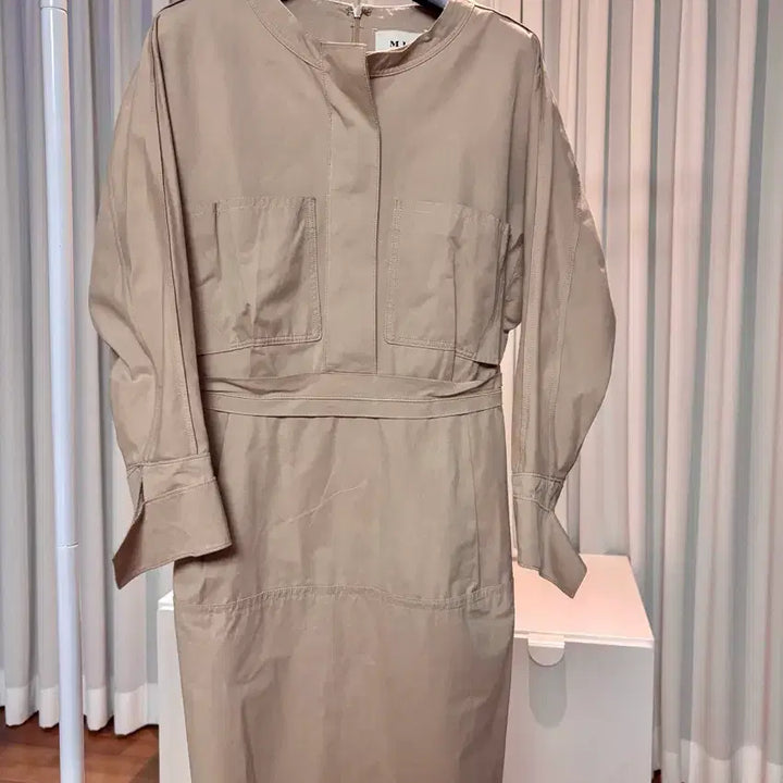 [BUNJANG] Mine Beige Suede-feel Dress / 백화점 한섬 마인 베이지 원피스