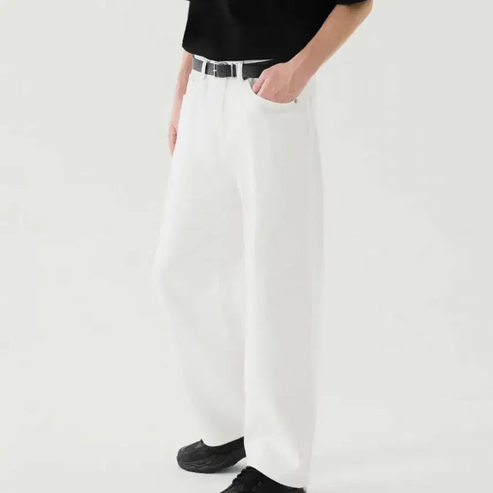 [BUNJANG] Trillion Biostone Washing Wide Denim Pants Cream L Size / 바이오스톤 워싱 와이드 데님 팬츠 크림 새제품