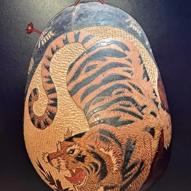 [BUNJANG] Korean Folk Art Gourd Craft Tiger Painting / 골동품/박 공예 호랑이 그림 민속품