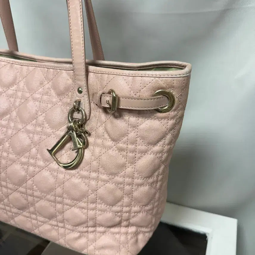 [BUNJANG] Dior Cannage Pink Tote Bag / 정품 디올 까나쥬 핑크 쇼퍼백 가방
