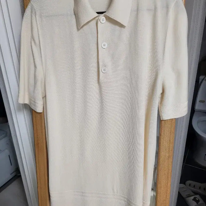 [BUNJANG] Burberry Short-Sleeve Knit Polo Shirt (Ivory, Size S) / 버버리  반팔 카라 니트(S