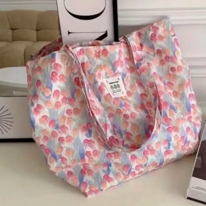 [BUNJANG] Floral Pattern Tote Bag / 플라워 패턴 토트백