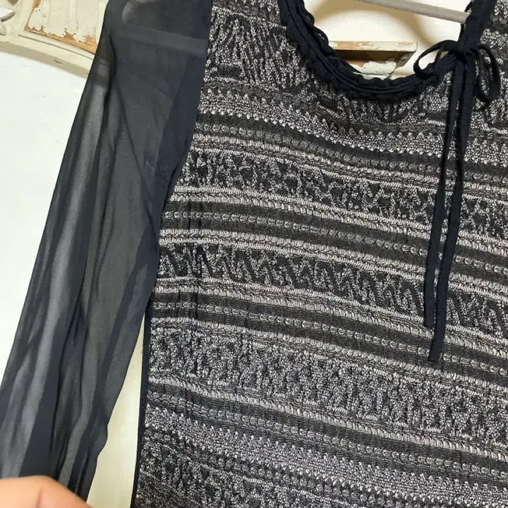[BUNJANG] Knit Chiffon Midi Dress / 니트쉬폰원피스