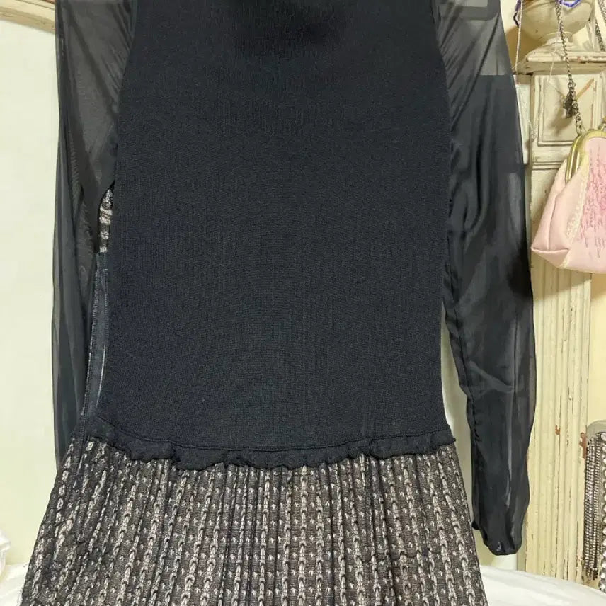 [BUNJANG] Knit Chiffon Midi Dress / 니트쉬폰원피스