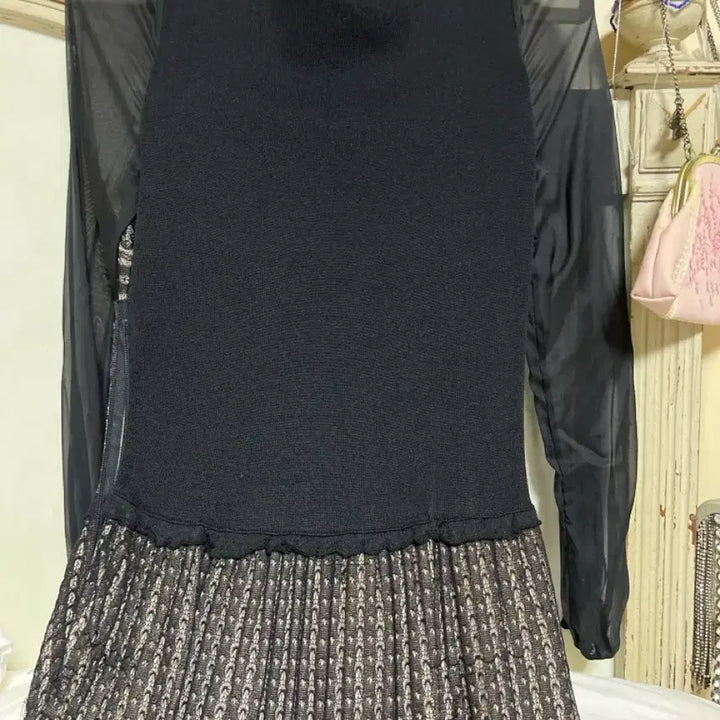 [BUNJANG] Knit Chiffon Midi Dress / 니트쉬폰원피스