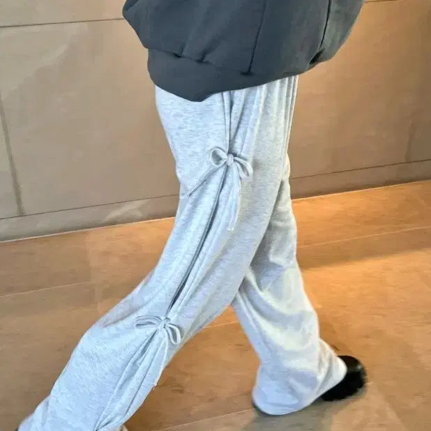 [BUNJANG] Ribbon Point Wide Training Pants / 리본포인트 트레이닝 바지