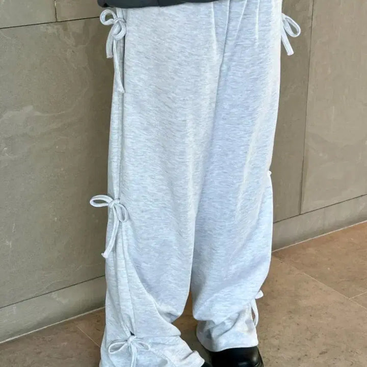 [BUNJANG] Ribbon Point Wide Training Pants / 리본포인트 트레이닝 바지