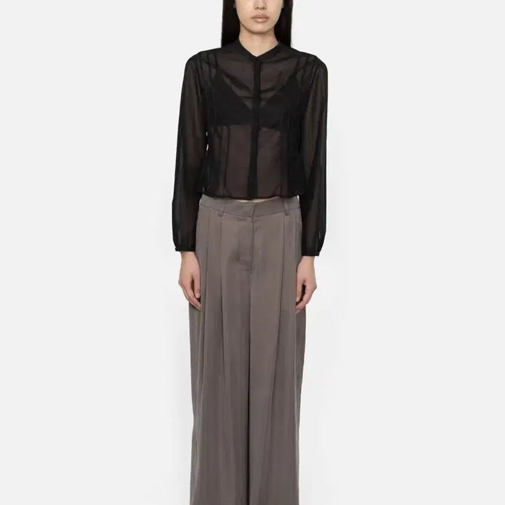 [BUNJANG] AMOMENTO Cupro Wide Pants / 아모멘토 큐프로 와이드 팬츠 그레이, AMOMENTO Cupro