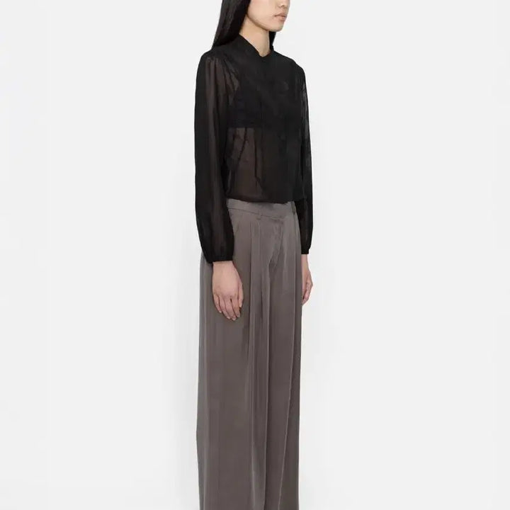 [BUNJANG] AMOMENTO Cupro Wide Pants / 아모멘토 큐프로 와이드 팬츠 그레이, AMOMENTO Cupro