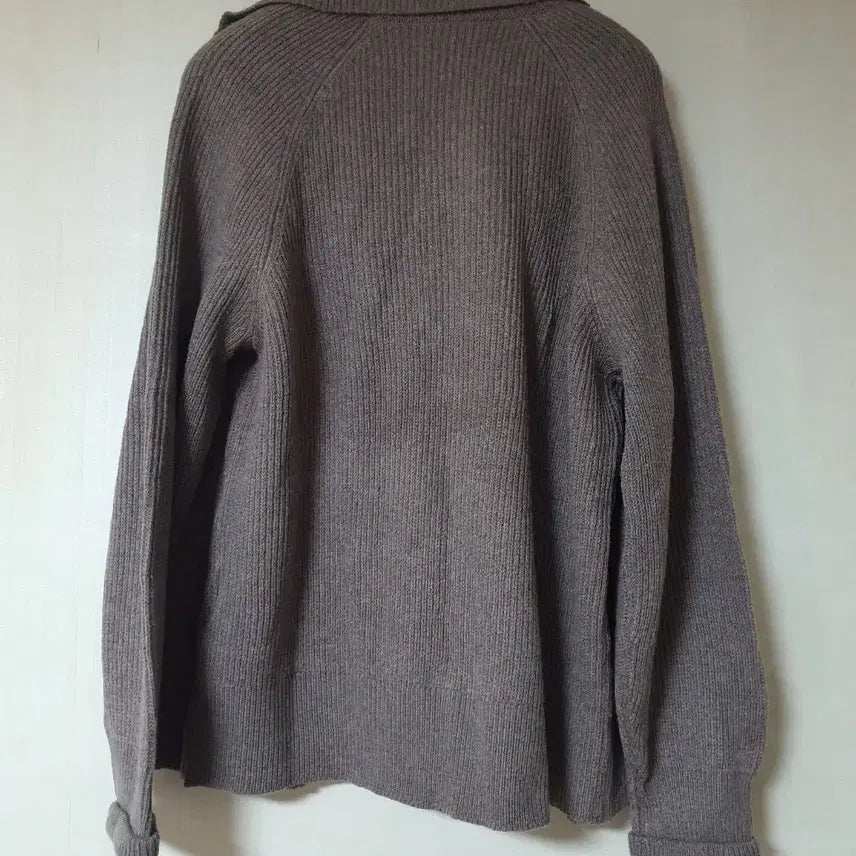 [BUNJANG] Brown High-Neck Knit Cardigan / 브라운 하이넥 풀업 니트 가디건