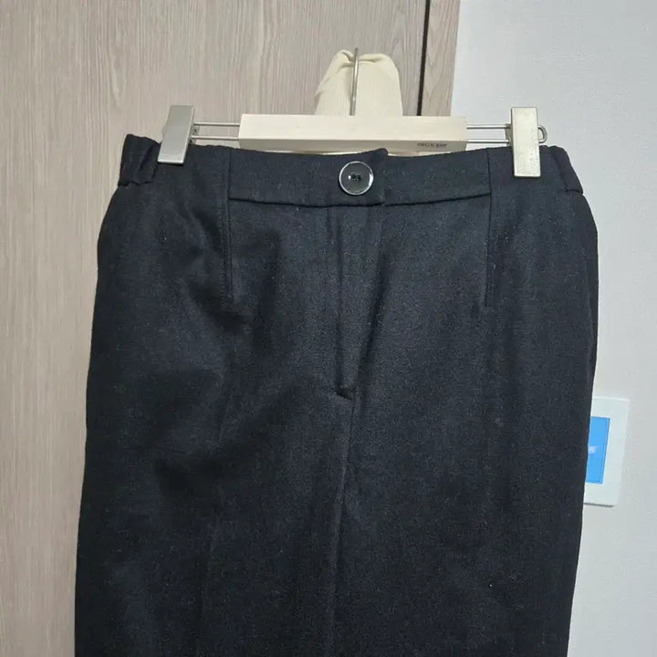 [BUNJANG] Mine Wool Blend Black Basic Banding Slacks Pants / 한섬  마인 모직 블랙 기본 슬랙스 밴딩 팬츠