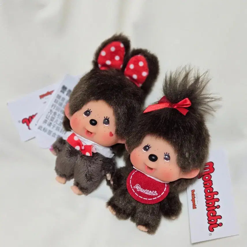 [BUNJANG] Monchhichi Mickey &amp; Girl Doll Set / 몬치치 빅헤드 땡땡이 미키 + 여아 세트