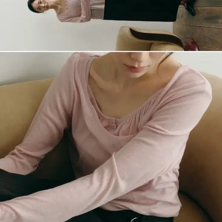 [SOLD OUT] 유제 YUJE  BUTTON CAMI &amp; TOP (Pink)