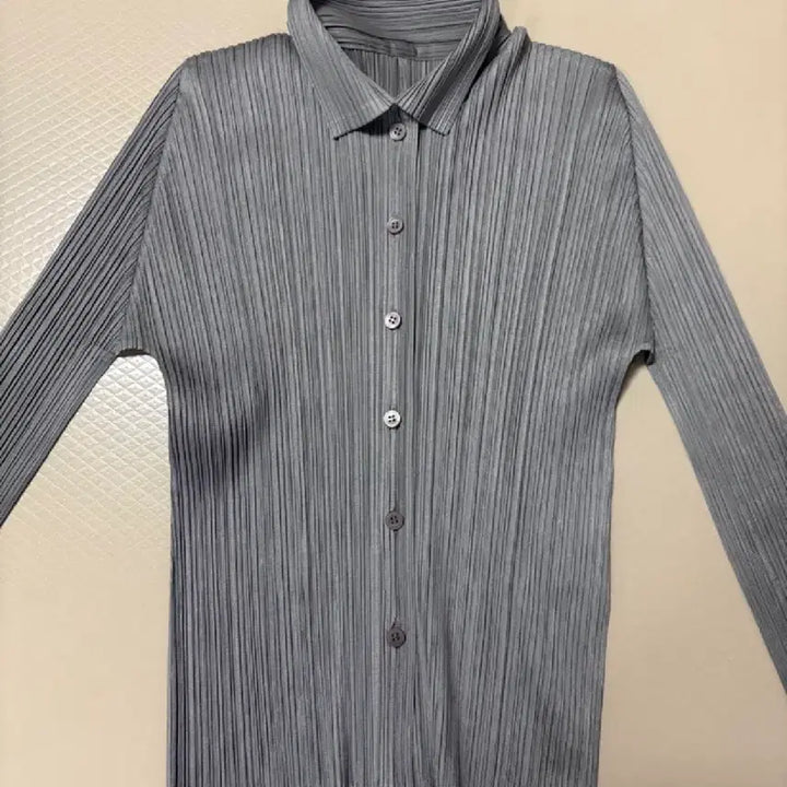 [BUNJANG] Pleats Please Basic Gray Shirt / 플리츠플리즈베이직셔츠