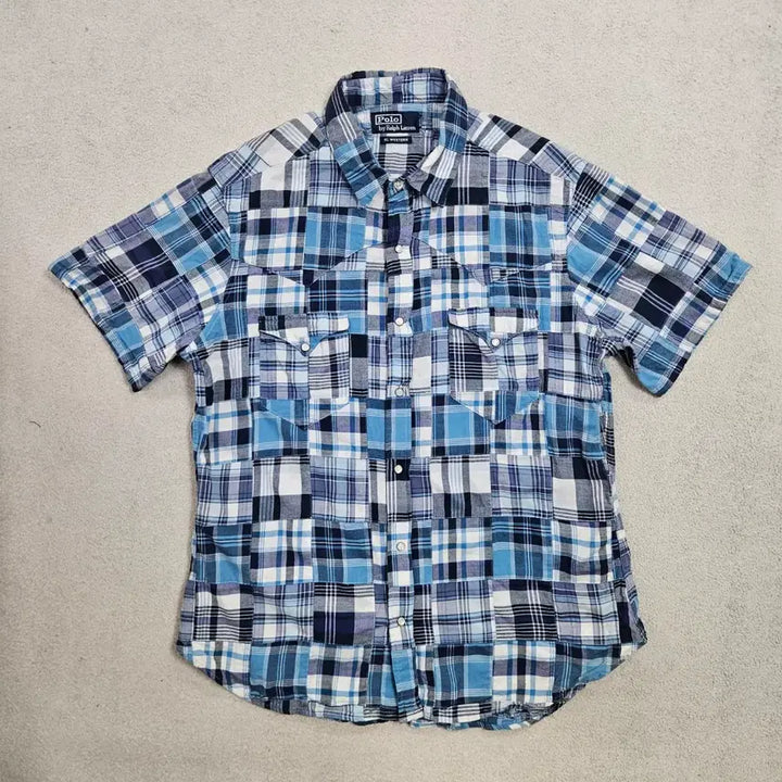[BUNJANG] Polo Ralph Lauren Patchwork Western Short Sleeve Shirt L / 폴로 랄프 로렌 패치워크 웨스턴 반팔 셔츠 L