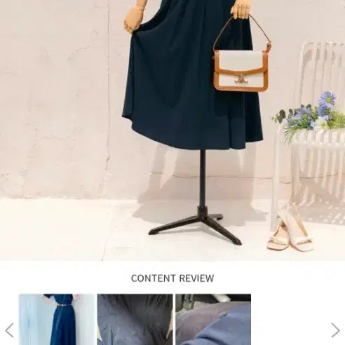 [BUNJANG] Chicline Damoe Navy Long Dress / 시크라인 다모에 셔츠 핀턱 벨트 롱 원피스 네이비 M