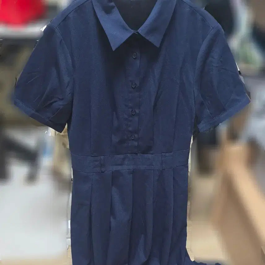 [BUNJANG] Chicline Damoe Navy Long Dress / 시크라인 다모에 셔츠 핀턱 벨트 롱 원피스 네이비 M