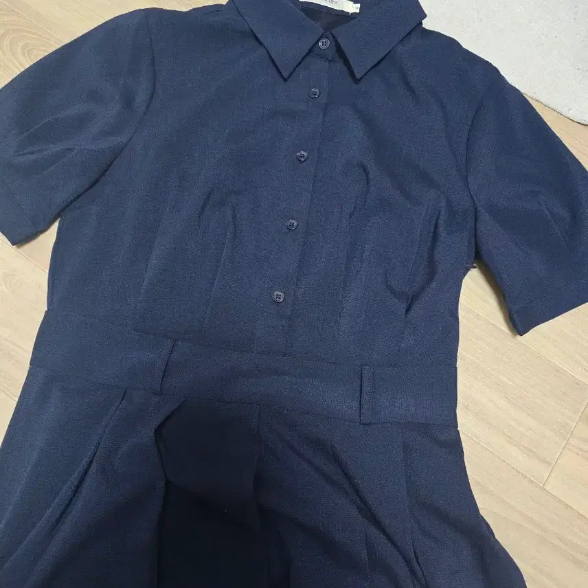 [BUNJANG] Chicline Damoe Navy Long Dress / 시크라인 다모에 셔츠 핀턱 벨트 롱 원피스 네이비 M