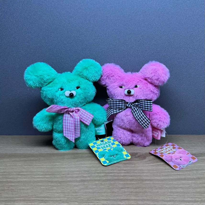[BUNJANG] Wasabi Bear 13cm Plush Keyring Set / 일괄) 와사비베어 13cm 인형 키링 그린/핑크 세트