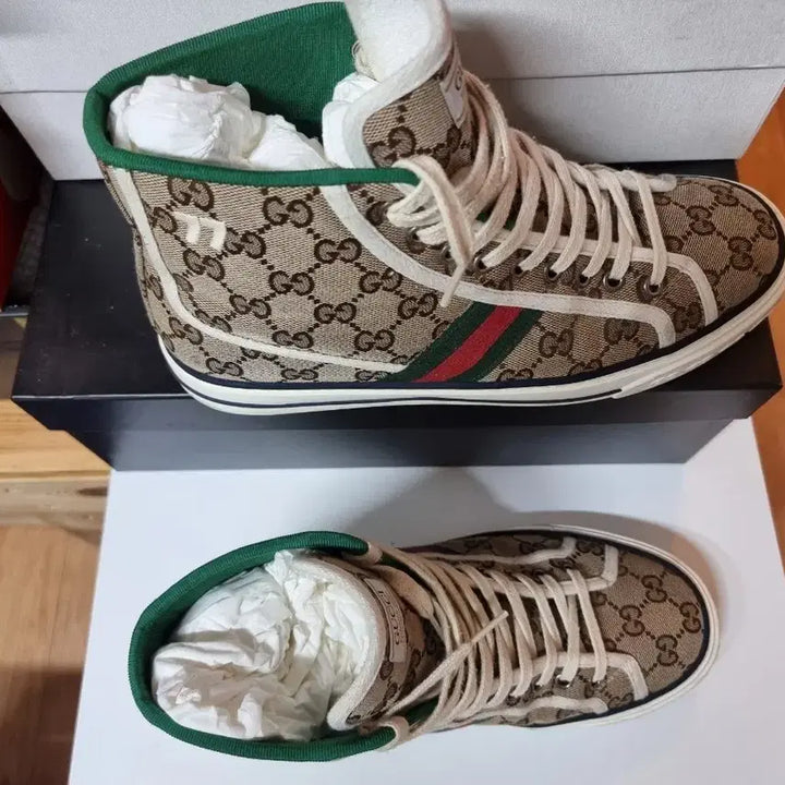 [BUNJANG] Gucci GG Pattern High-Top Sneakers / 구찌 GG 패턴 하이탑 스니커즈