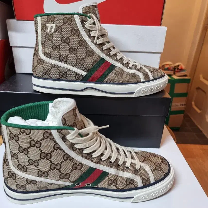 [BUNJANG] Gucci GG Pattern High-Top Sneakers / 구찌 GG 패턴 하이탑 스니커즈