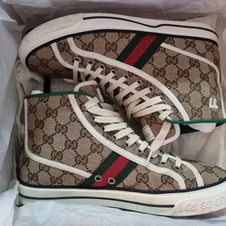 [BUNJANG] Gucci GG Pattern High-Top Sneakers / 구찌 GG 패턴 하이탑 스니커즈