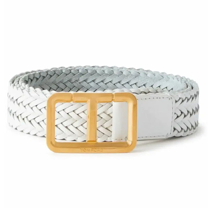 [BUNJANG] Tom Ford Leather Woven Gold Buckle Belt / 톰포드 레더 우븐 금장 벨트