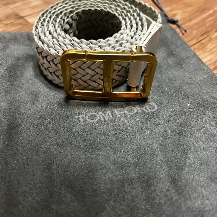 [BUNJANG] Tom Ford Leather Woven Gold Buckle Belt / 톰포드 레더 우븐 금장 벨트