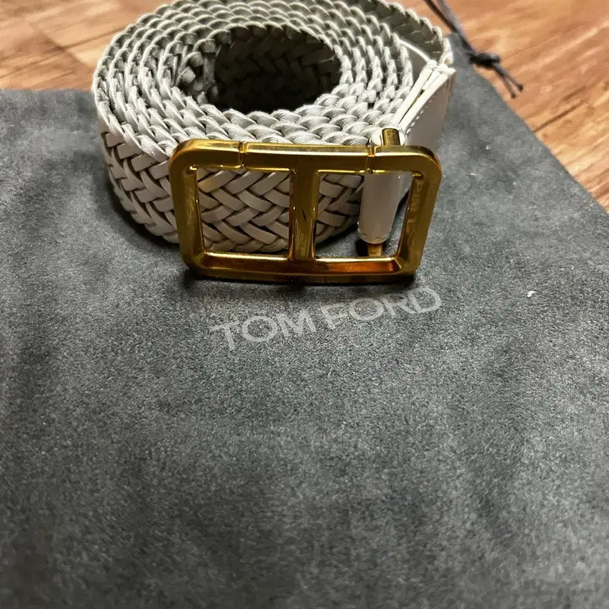 [BUNJANG] Tom Ford Leather Woven Gold Buckle Belt / 톰포드 레더 우븐 금장 벨트