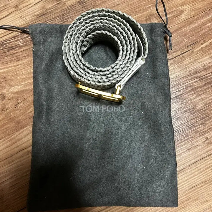 [BUNJANG] Tom Ford Leather Woven Gold Buckle Belt / 톰포드 레더 우븐 금장 벨트