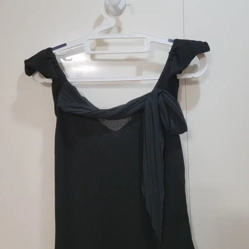 [SOLD OUT] 오브제 블랙 셔링 리본 원피스 66사이즈