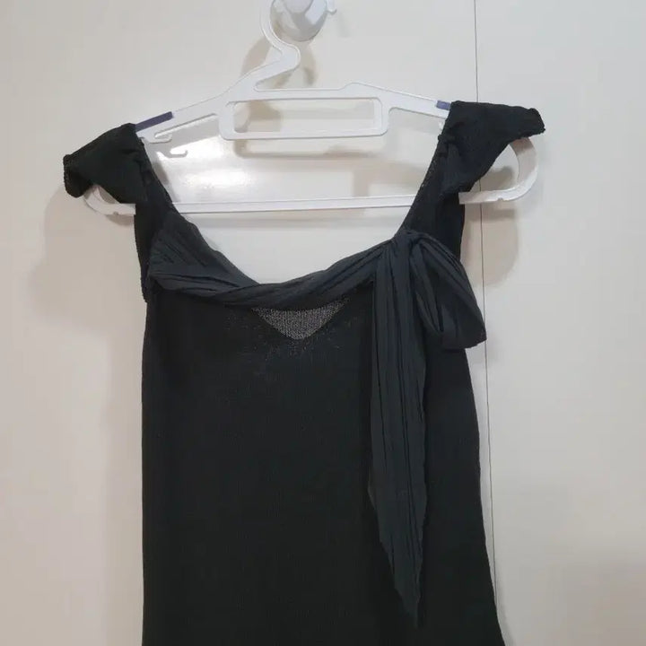 [SOLD OUT] 오브제 블랙 셔링 리본 원피스 66사이즈