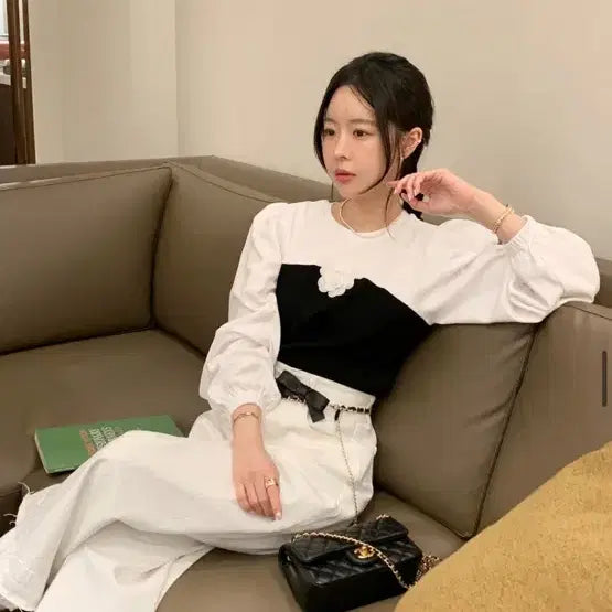 [BUNJANG] Byciny Colorblock T-shirt Black / 바이씨니 코코배색티