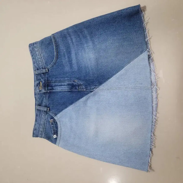 [BUNJANG] SJYP Colorblock Denim Mini Skirt / SJYP 배색 데님 미니스커트 청치마