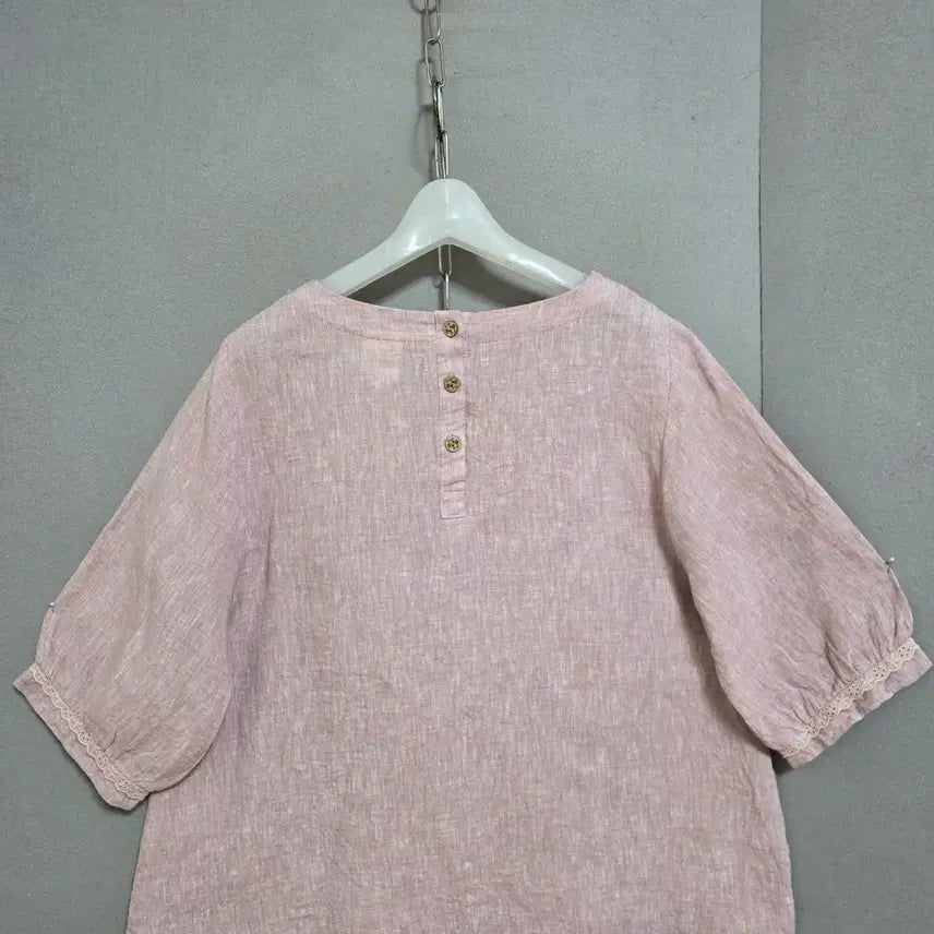 [BUNJANG] Pink Linen Blouse / 연핑크 린넨 블라우스 F   n4325