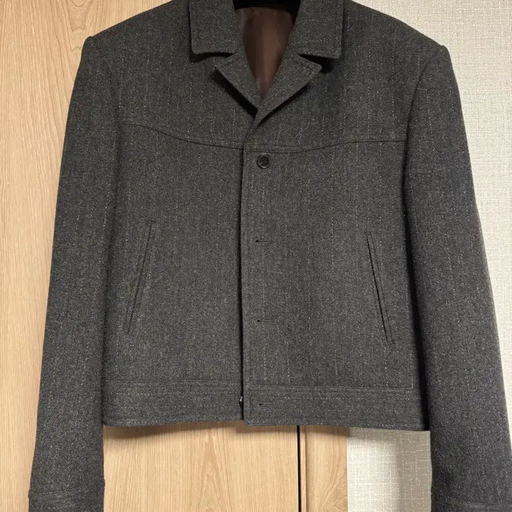 [BUNJANG] Elmood Narci Stripe Wool Trucker Jacket / 엘무드 나르시 스트라이프 울 트러커자켓