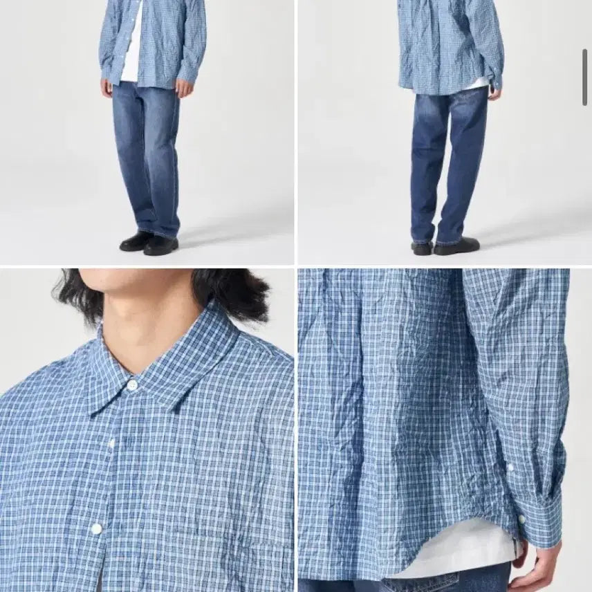 [SOLD OUT] 에잇세컨즈 블루 체크 크링클 셔츠 110 사이즈