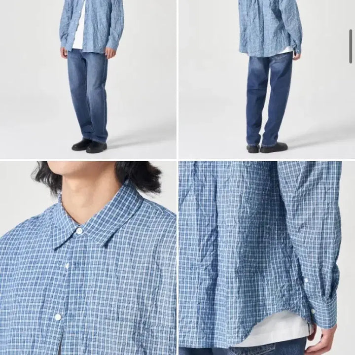 [SOLD OUT] 에잇세컨즈 블루 체크 크링클 셔츠 110 사이즈