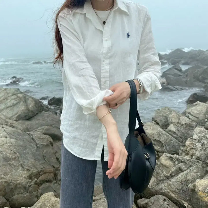 [BUNJANG] Polo Women Linen Shirt S / 새상품)폴로 우먼 린넨셔츠 s